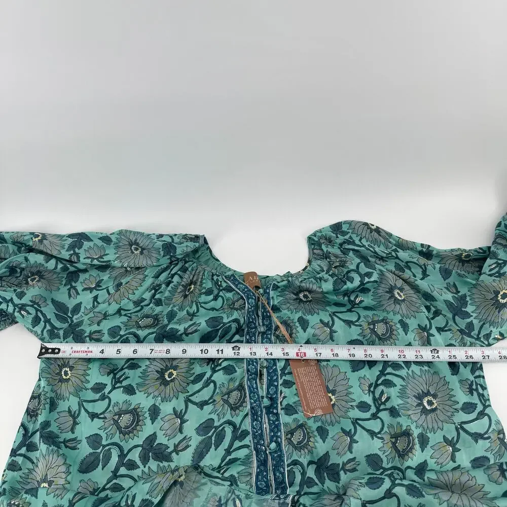 Clara the Label Victoria Dunn Briar Blouse in Blue Bonnet Sz 2XL Block Print NWT - Picture 9 of 10